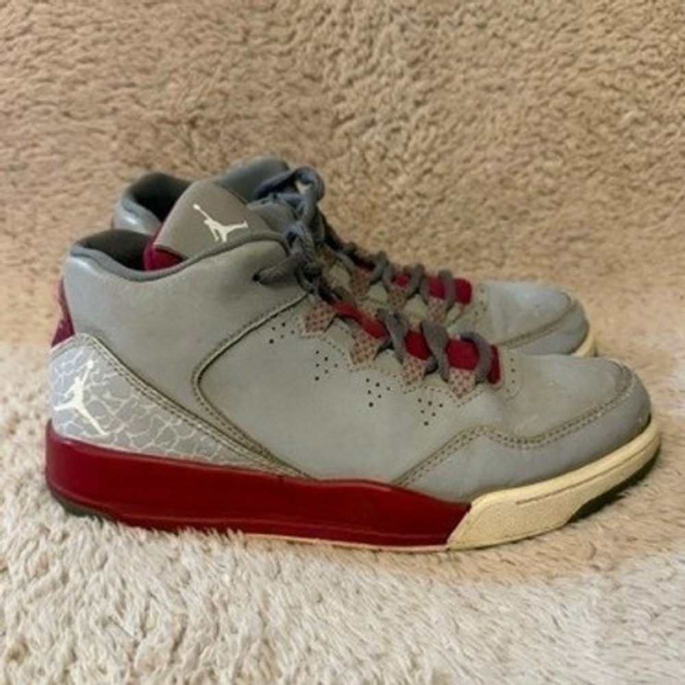 Jordan Flight Origin 2 Kids Grey Red Elephant Print Sneakers 718076-001 Size 2Y